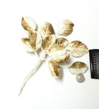 Vintage Ivory and Beige Tonal Velvet Rose Leaves
